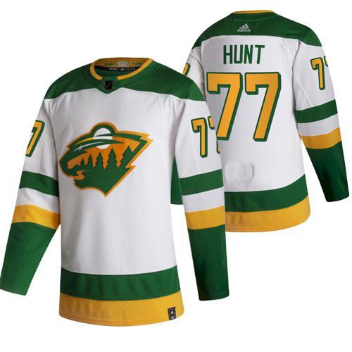 Men Minnesota Wild #77 Hunt White NHL 2021 Reverse Retro jersey->minnesota wild->NHL Jersey